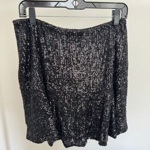 Free People Black Sequin Mini Skirt, Large